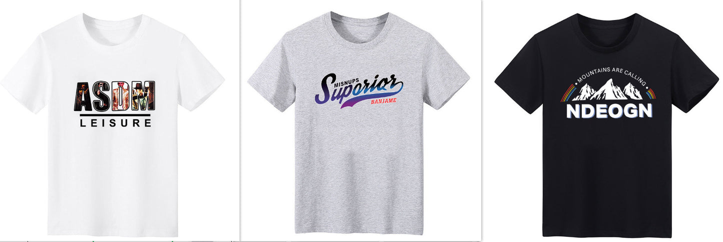 Men's Short-sleeved T-shirt Summer Ice Silk Casual Print Top