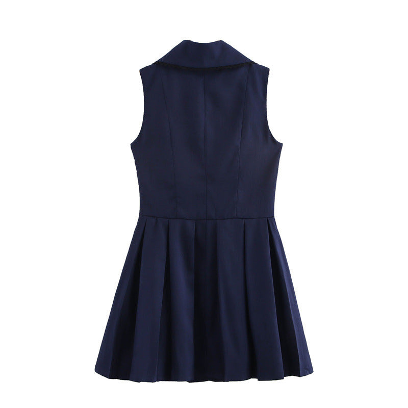 European And American Style Women's Fashion Sexy Wide Pleated Lead Short Dress