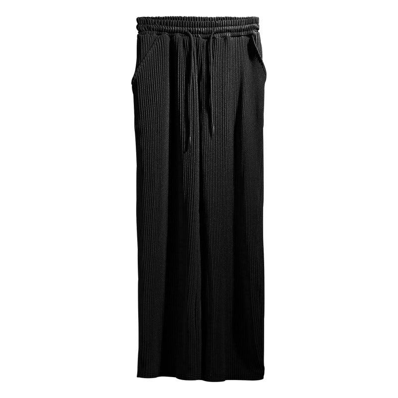 Men's Casual Trousers Loose Straight High Waist Wide Leg Pants