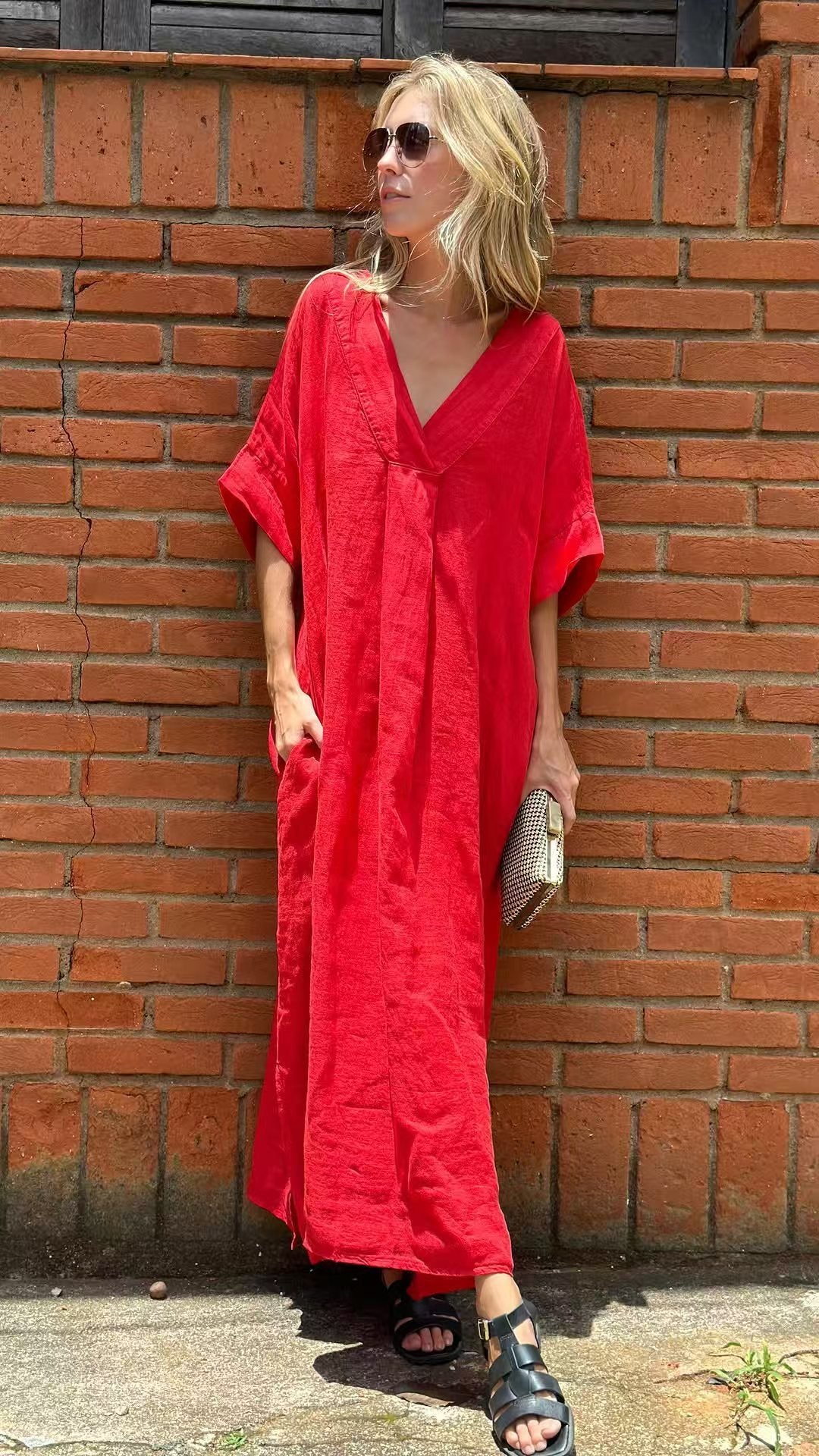 Chest Pleated Dress Slim Fit