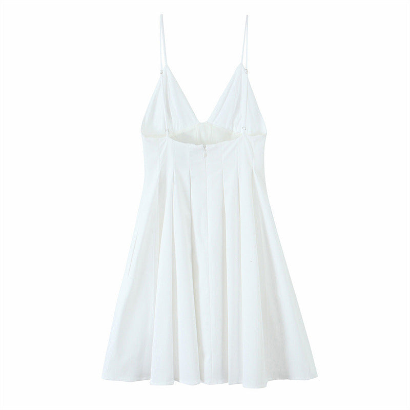 European And American Style Fashion Wide Pleated Poplin Short Dress