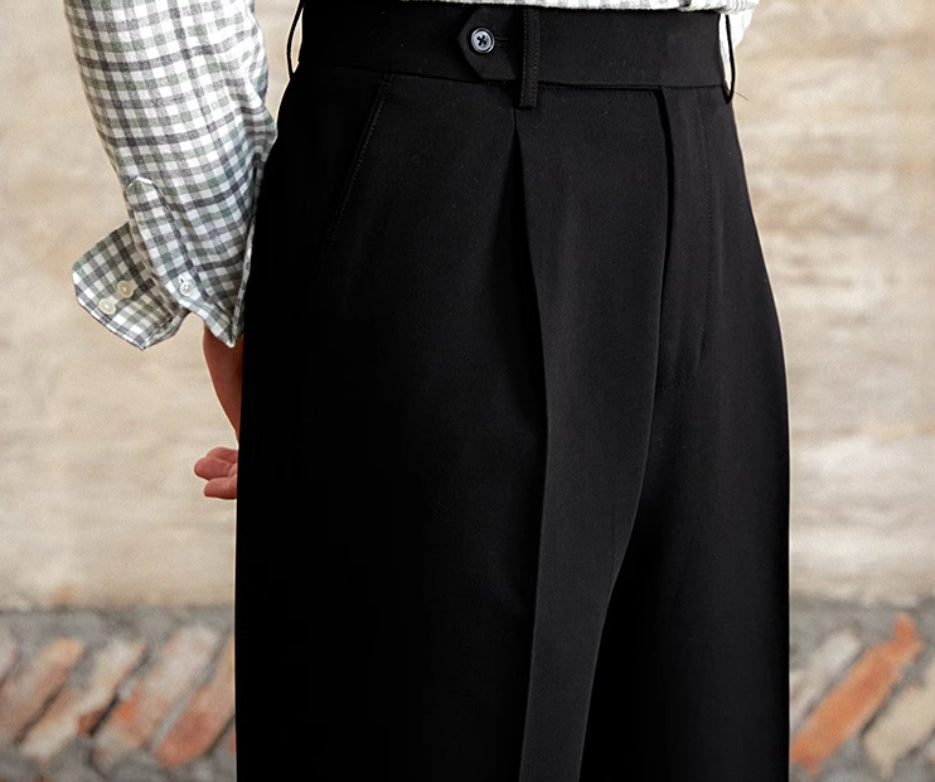 High Waist Baggy Straight Trousers Gentry Non-ironing Trousers