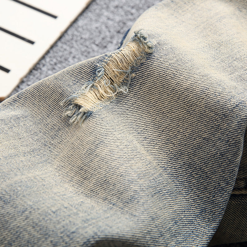 Ripped Jeans Men's Straight Slim Fit