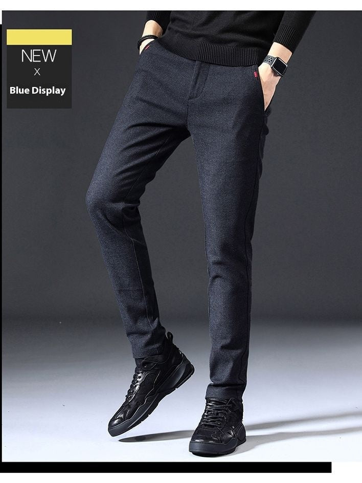 Style Autumn Brushed Casual Straight Business Middle-aged Father Men's All-matching Slim-fitting Long Pants