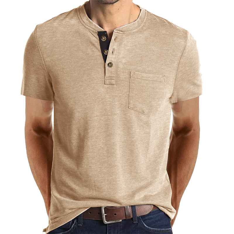 Men's Short-sleeved T-shirt Henley Shirt Top