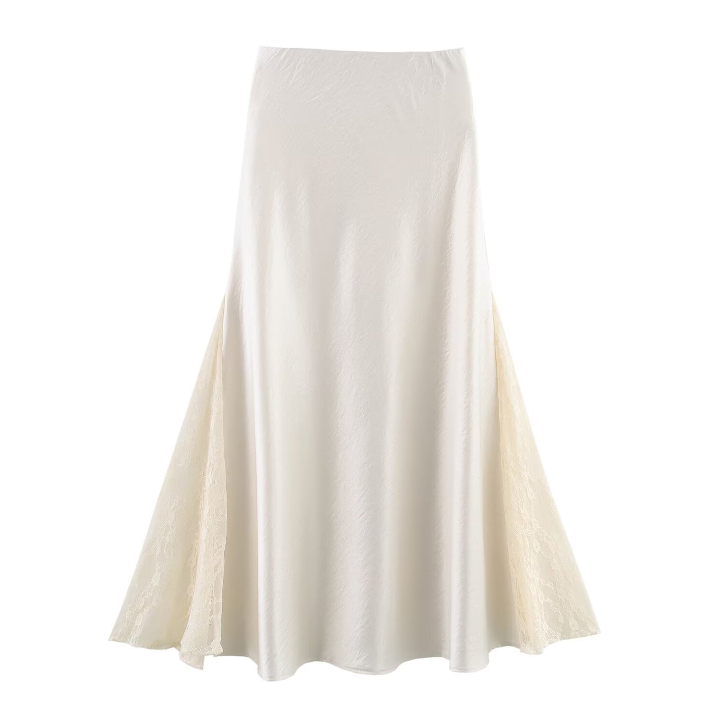 Spring And Summer Double-sided Lace High Open Fishtail Large Swing Satin Dress Skirt Skirt