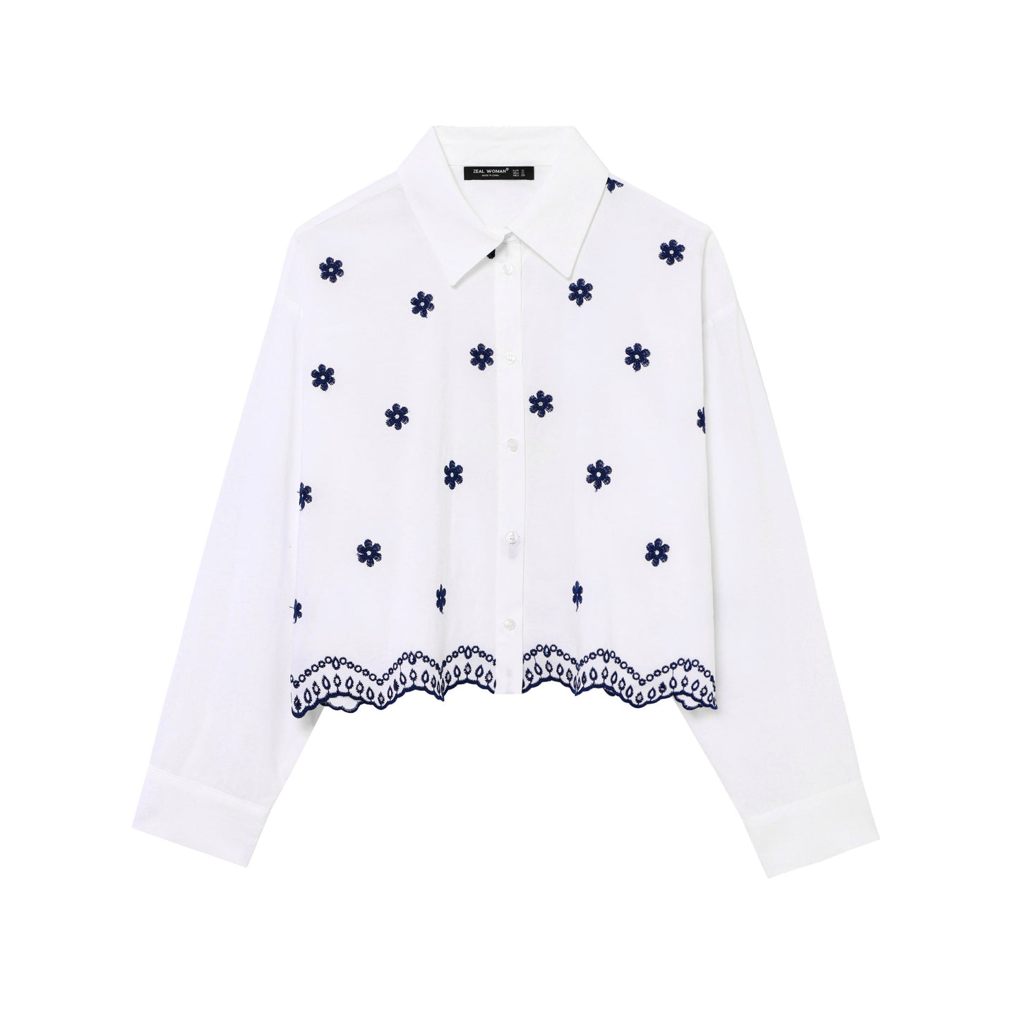 European And American Street Fashion Long Sleeve Embroidered Solid Color Shirt