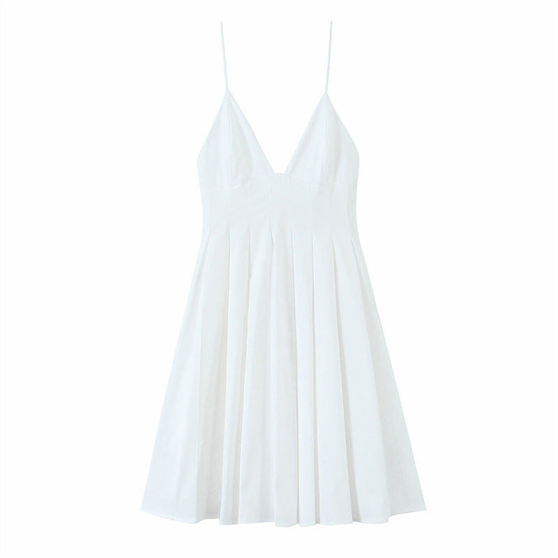 European And American Style Fashion Wide Pleated Poplin Short Dress