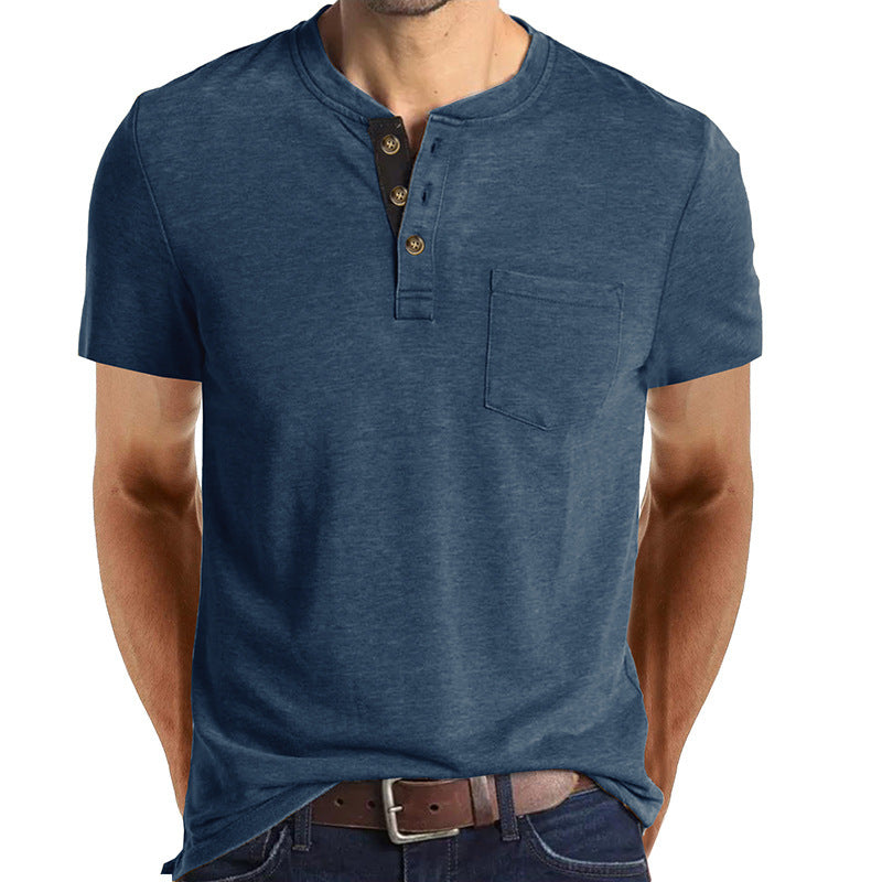 Men's Short-sleeved T-shirt Henley Shirt Top
