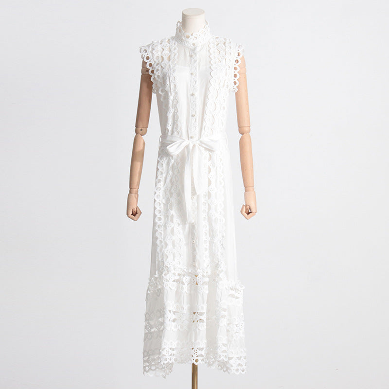 Personality French Embroidery Stitching Dress Women