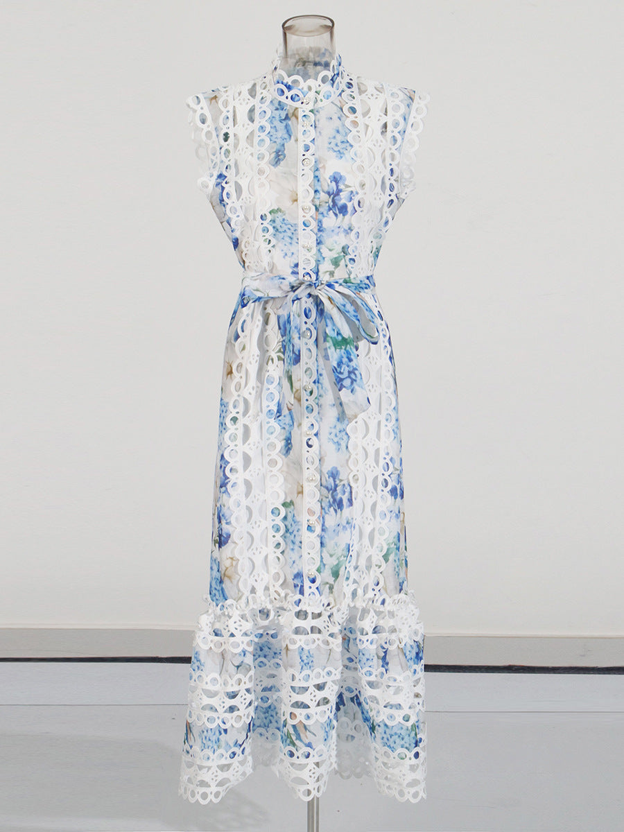 Personality French Embroidery Stitching Dress Women