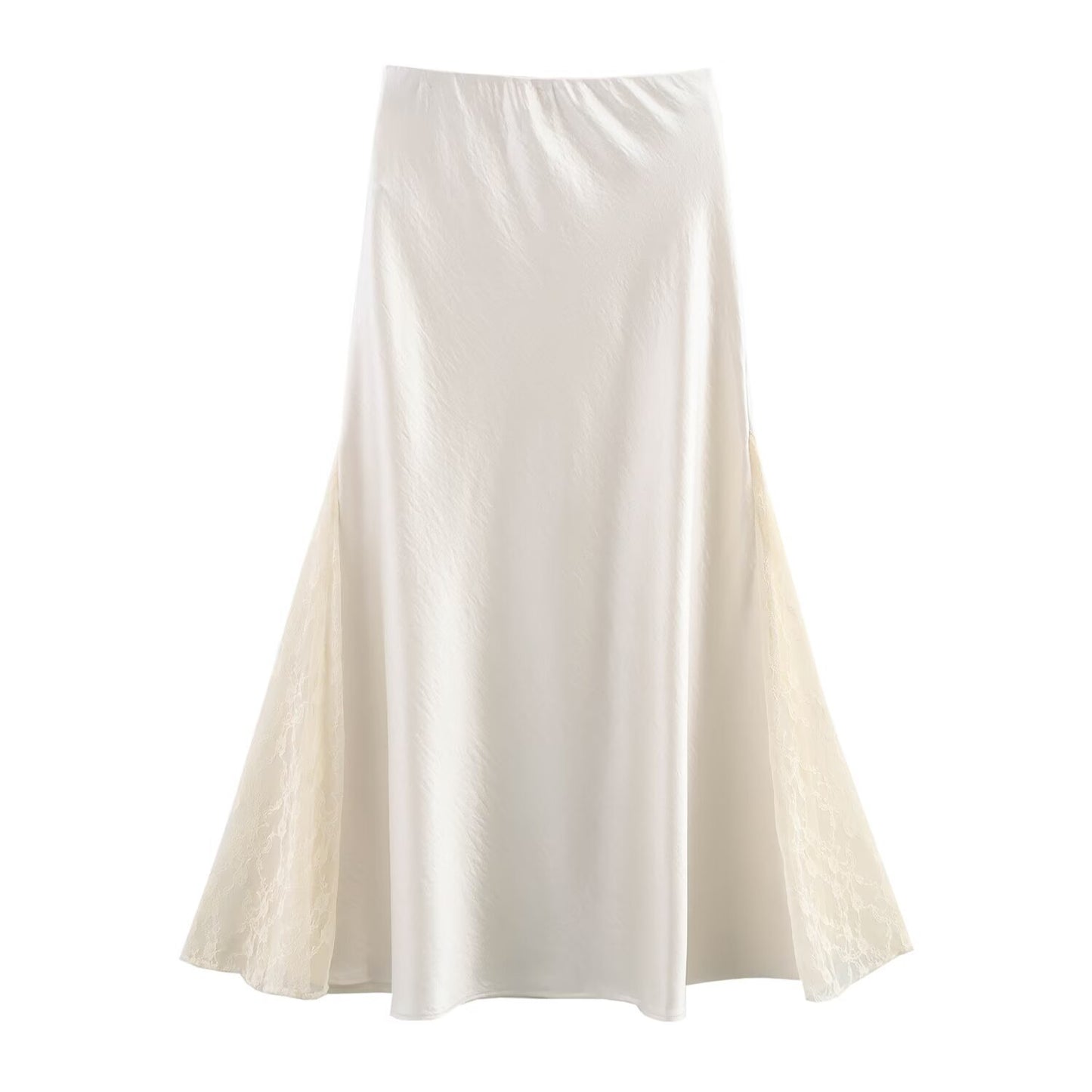 Spring And Summer Double-sided Lace High Open Fishtail Large Swing Satin Dress Skirt Skirt