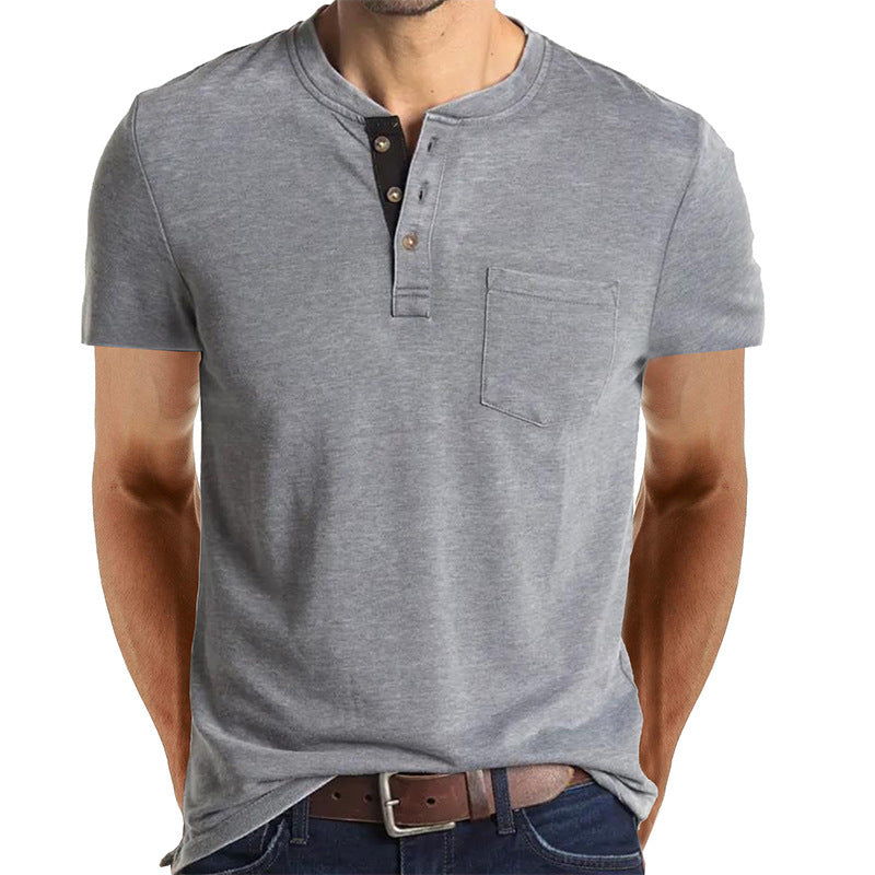 Men's Short-sleeved T-shirt Henley Shirt Top