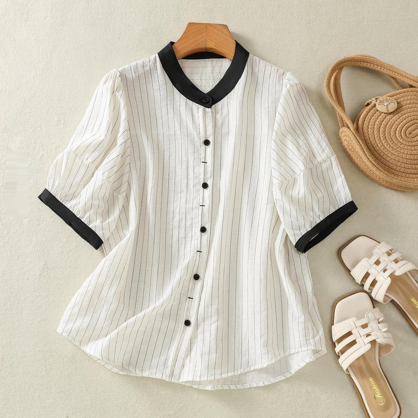 Summer Loose Youthful-looking Chic Puff Sleeve Small Shirt Top