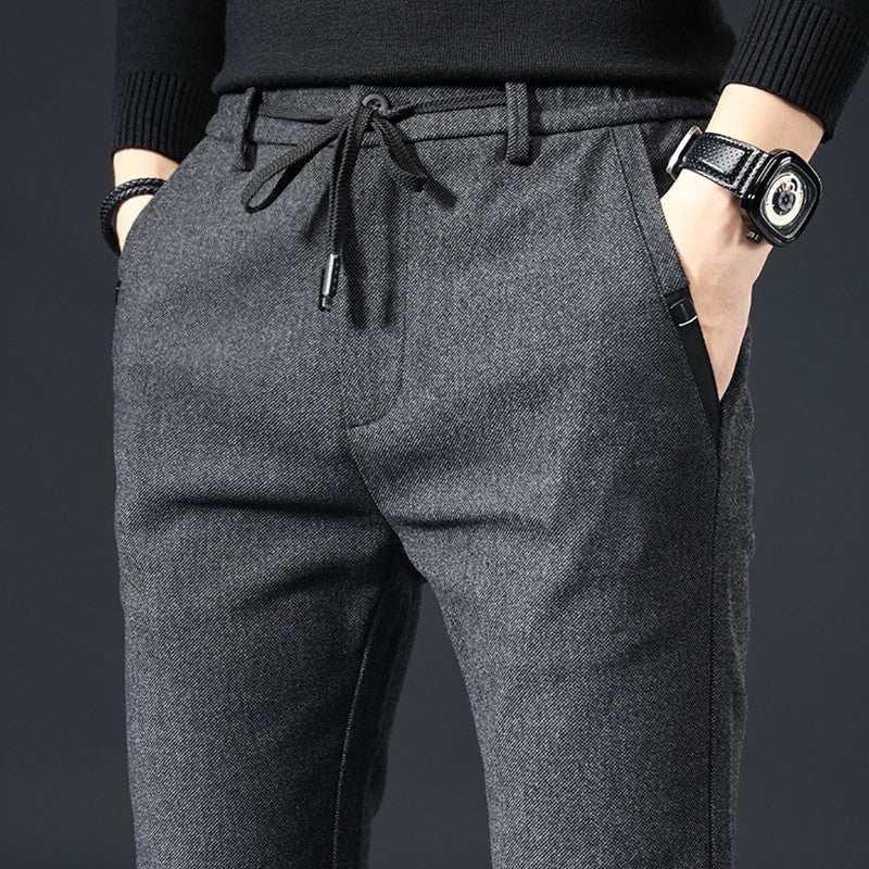Style Autumn Brushed Casual Straight Business Middle-aged Father Men's All-matching Slim-fitting Long Pants