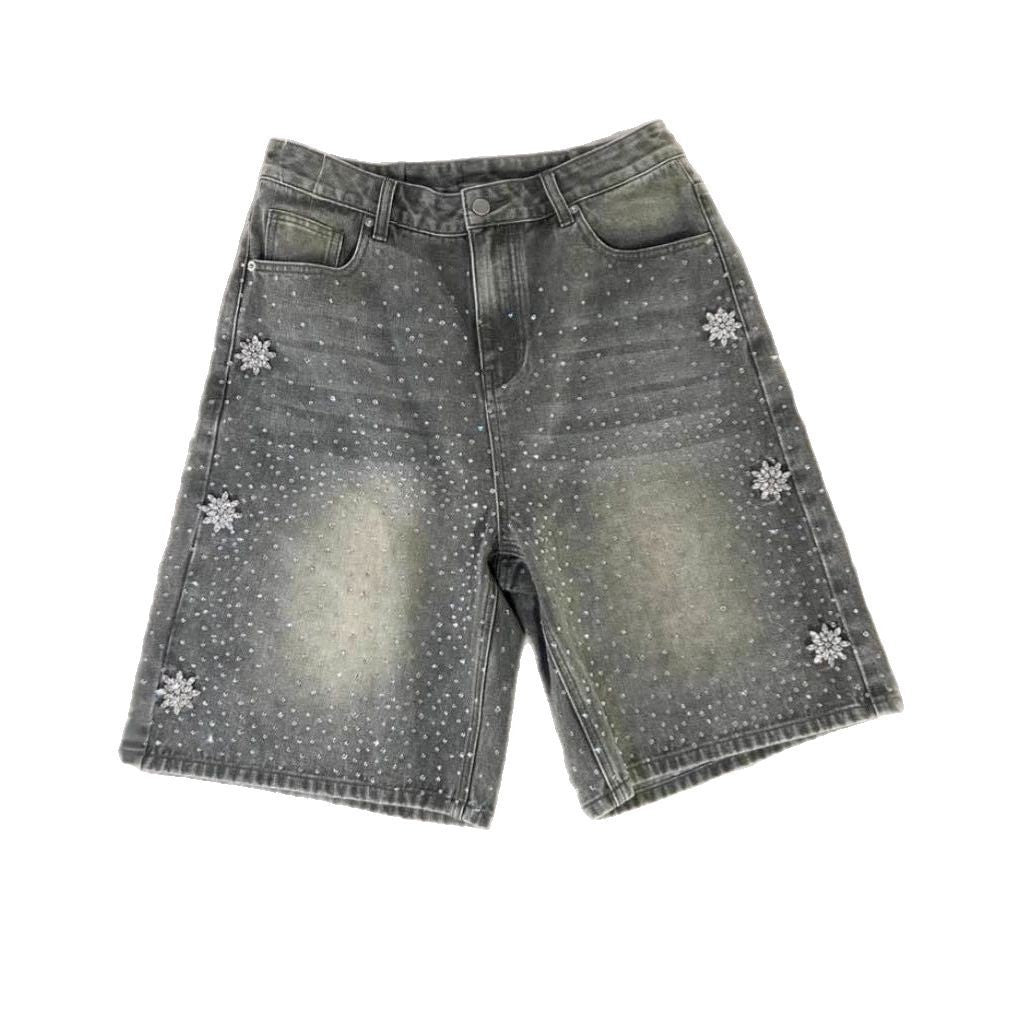 Hot Drilling Washed Denim Shorts