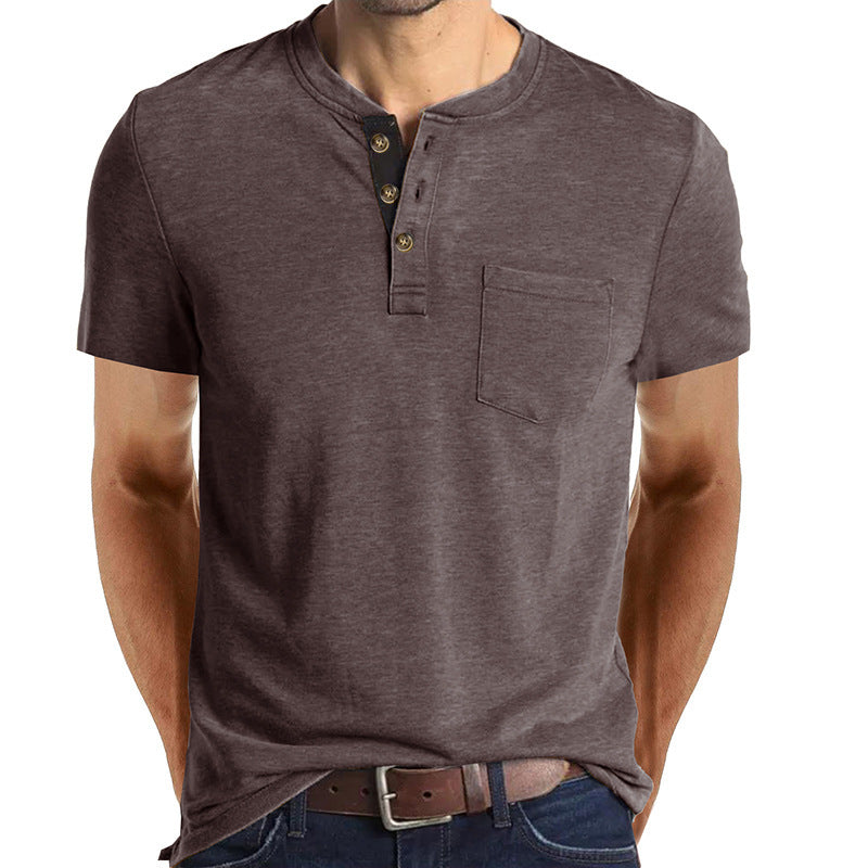 Men's Short-sleeved T-shirt Henley Shirt Top
