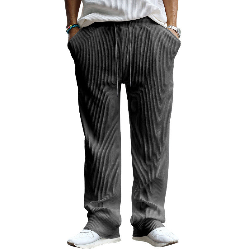 Men's Casual Trousers Loose Straight High Waist Wide Leg Pants