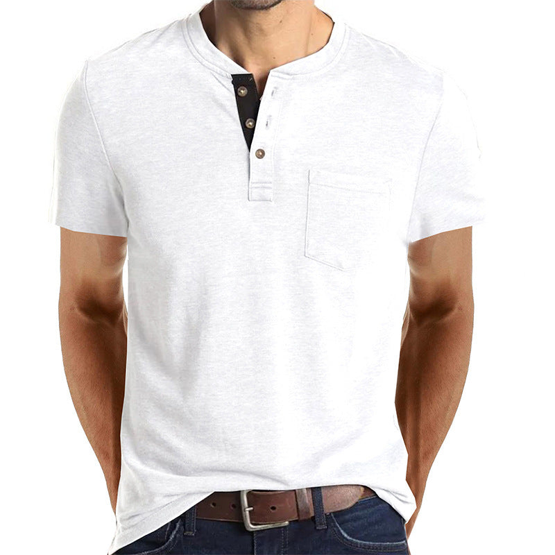 Men's Short-sleeved T-shirt Henley Shirt Top
