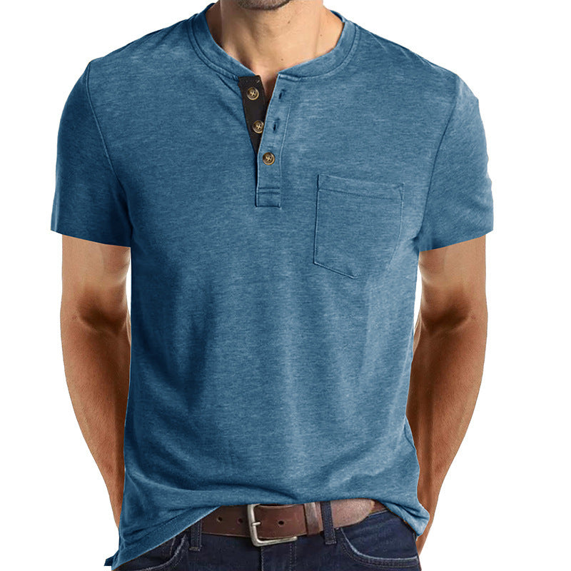 Men's Short-sleeved T-shirt Henley Shirt Top