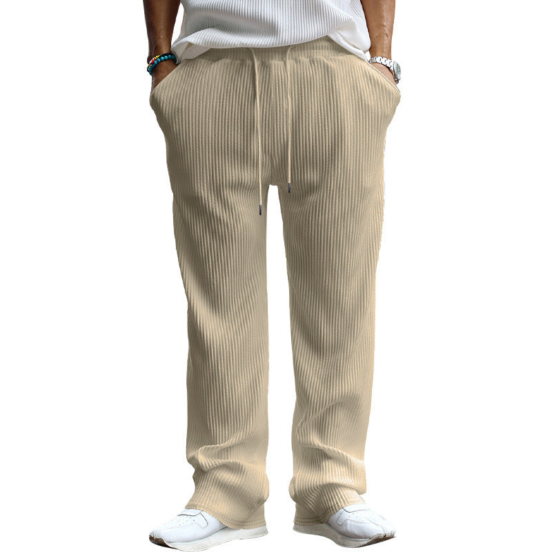 Men's Casual Trousers Loose Straight High Waist Wide Leg Pants