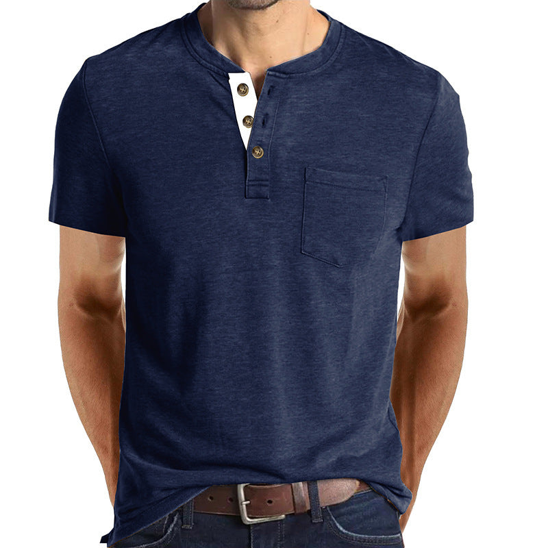 Men's Short-sleeved T-shirt Henley Shirt Top