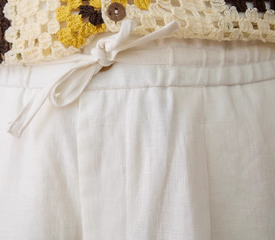 Loose High Waist Lace-up Trousers With An Elasticated Waist Casual Breathable Old Money Style Trousers