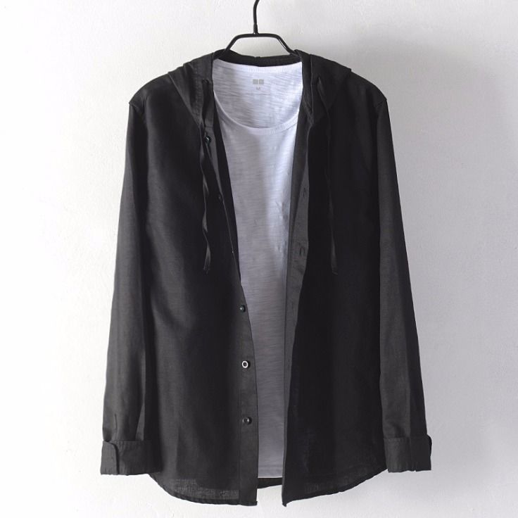 Mens Long Sleeve Shirt A Loose Fitting Striped Hoodie Style Shirt Or Jacket