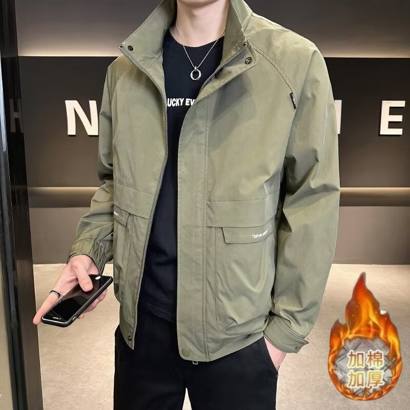 Mens Versatile Casual Jacket A Stylish And Handsome Stand-collar Jacket