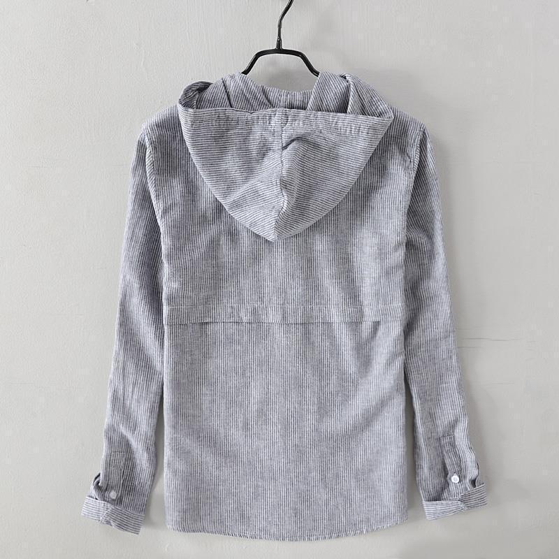 Mens Long Sleeve Shirt A Loose Fitting Striped Hoodie Style Shirt Or Jacket