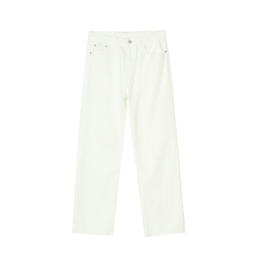Black And White Basic Simple Jeans Men's Slim Trousers