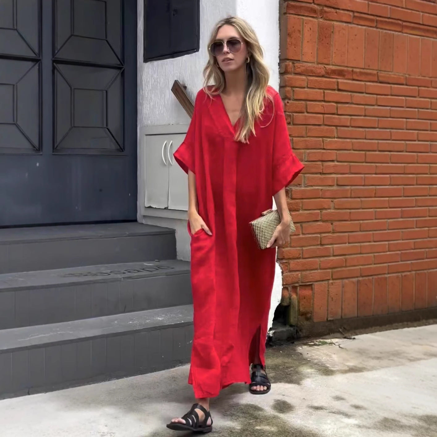 Chest Pleated Dress Slim Fit