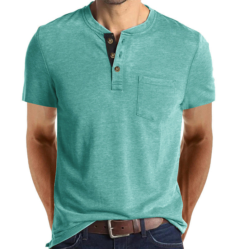 Men's Short-sleeved T-shirt Henley Shirt Top