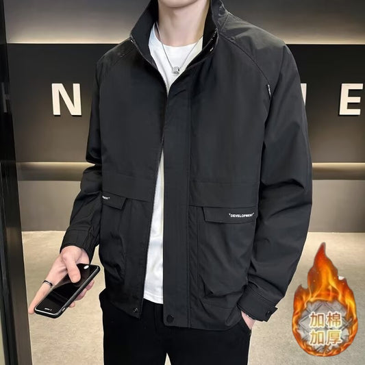 Mens Versatile Casual Jacket A Stylish And Handsome Stand-collar Jacket