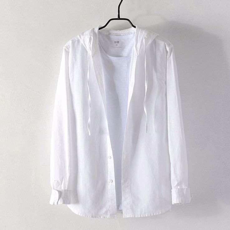 Mens Long Sleeve Shirt A Loose Fitting Striped Hoodie Style Shirt Or Jacket