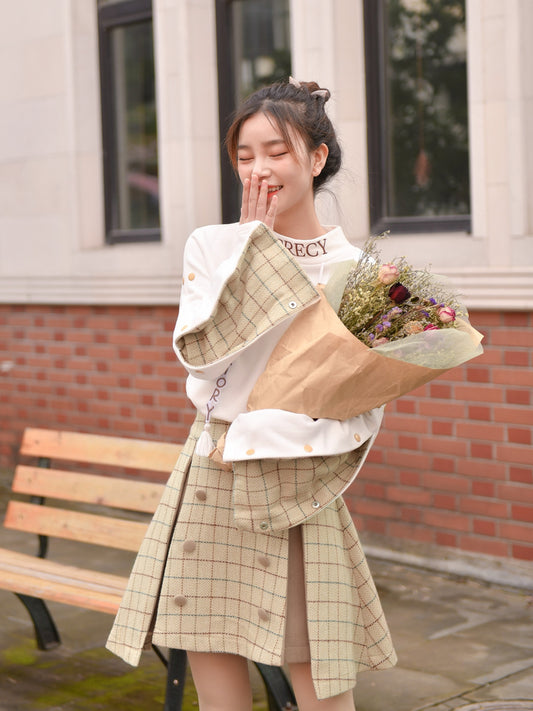Woolen skirt plaid skirt