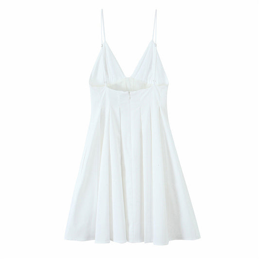 European And American Style Fashion Wide Pleated Poplin Short Dress
