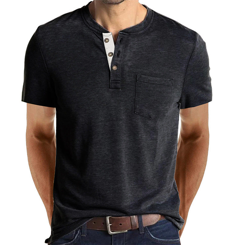 Men's Short-sleeved T-shirt Henley Shirt Top