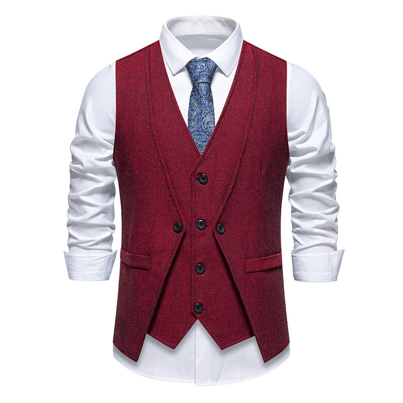 European And American Style Retro Vest Man Host Formal Dress Fake Two-pieces Coats