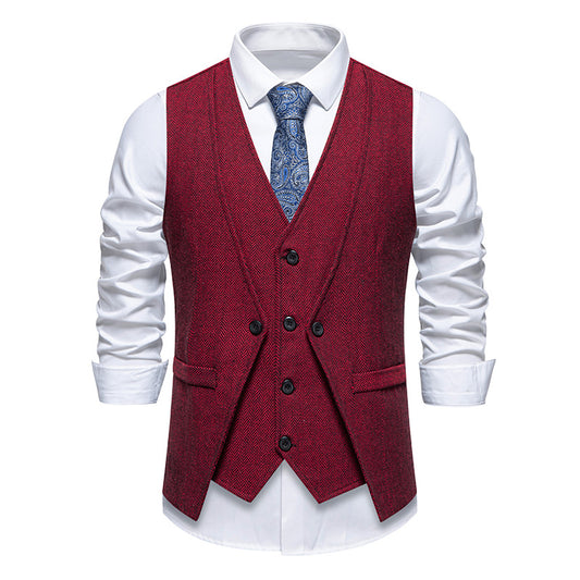 European And American Style Retro Vest Man Host Formal Dress Fake Two-pieces Coats