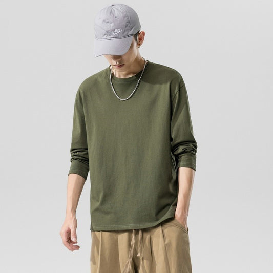 Youth Solid Color Round Neck Sports Pure Cotton Top Men