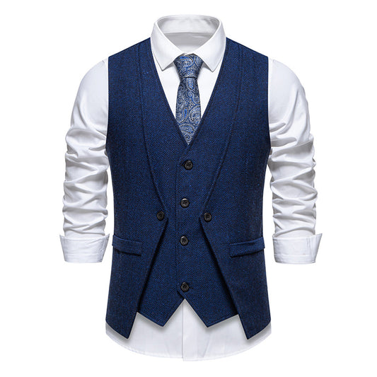 European And American Style Retro Vest Man Host Formal Dress Fake Two-pieces Coats