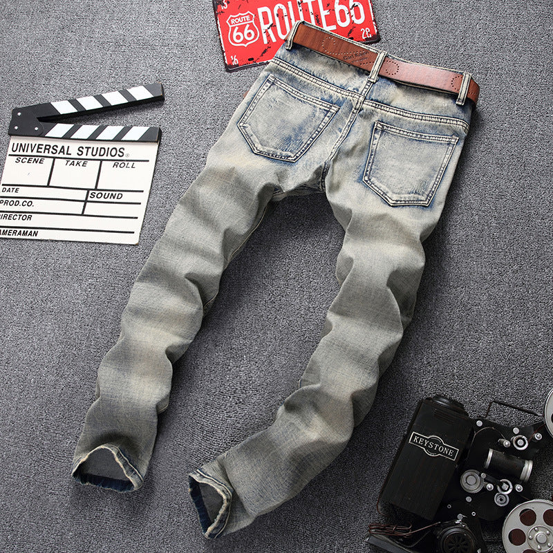 Ripped Jeans Men's Straight Slim Fit
