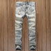 Ripped Jeans Men's Straight Slim Fit