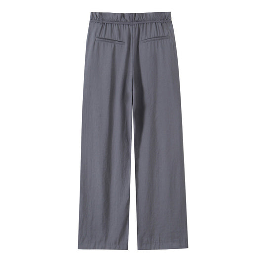 With Belt Paper Bag Type Draping Casual Trousers