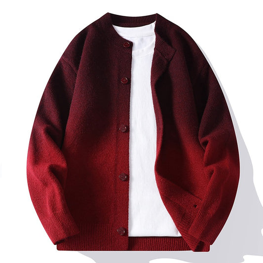 Gradient-knit Cardigan A Unisex Couple-matching Sweater With A Relaxed Casual Fit