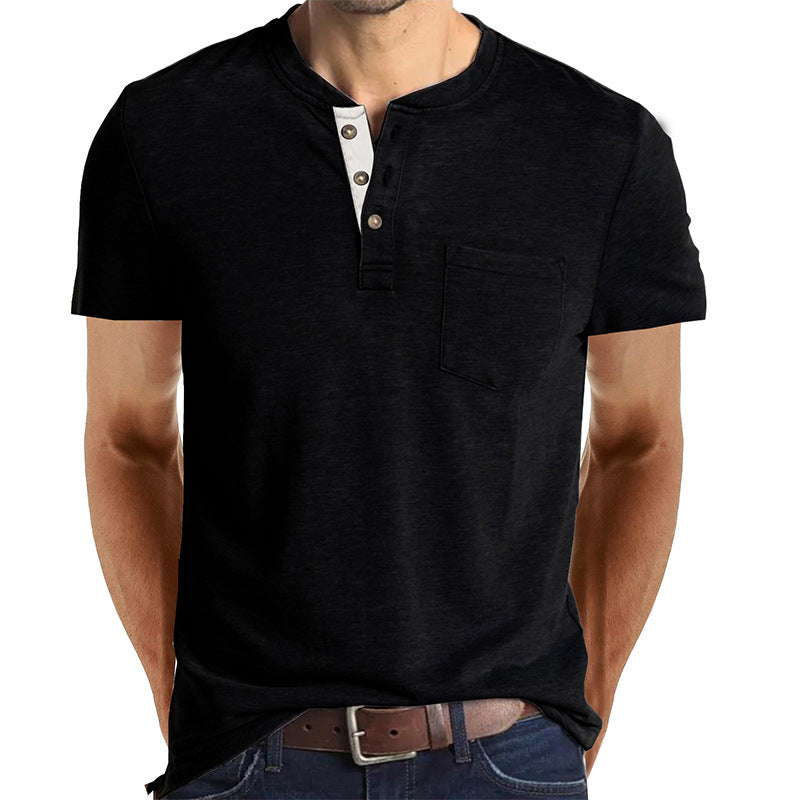 Men's Short-sleeved T-shirt Henley Shirt Top
