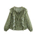 Laminated Decoration Gentle And Stylish Printed Round Neck Shirt