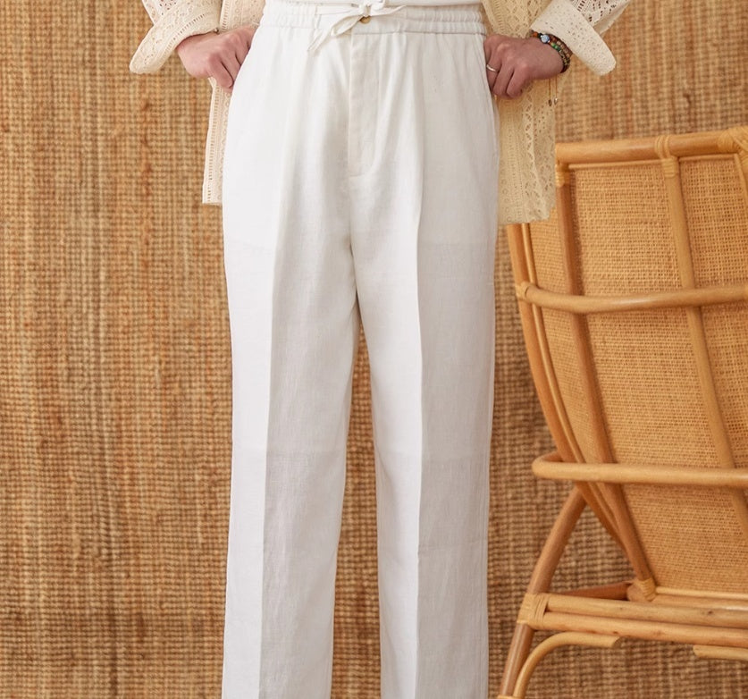 Loose High Waist Lace-up Trousers With An Elasticated Waist Casual Breathable Old Money Style Trousers