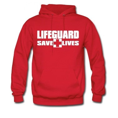Side Print Lifeguard Man Hoodie Sweatshirt Red Life Guard